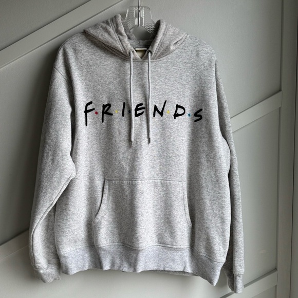 H&M FRIENDS Print Hoodie Sweatshirt Pullover Sweater Gray Friends TV size L - Picture 3 of 7
